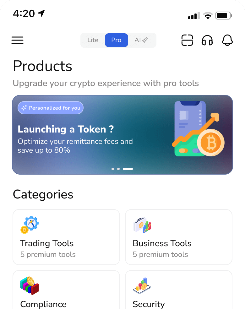 Screenshot of Products