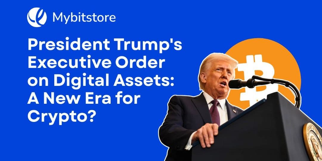 President Trump signing an Executive Order on digital assets, highlighting U.S. leadership in crypto and blockchain regulation.